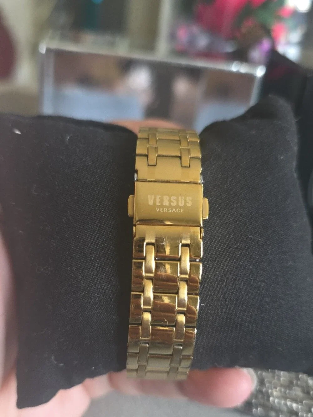 Versus Versace Gold-Tone Crystal Accent Women's Bracelet Watch with Black Dial